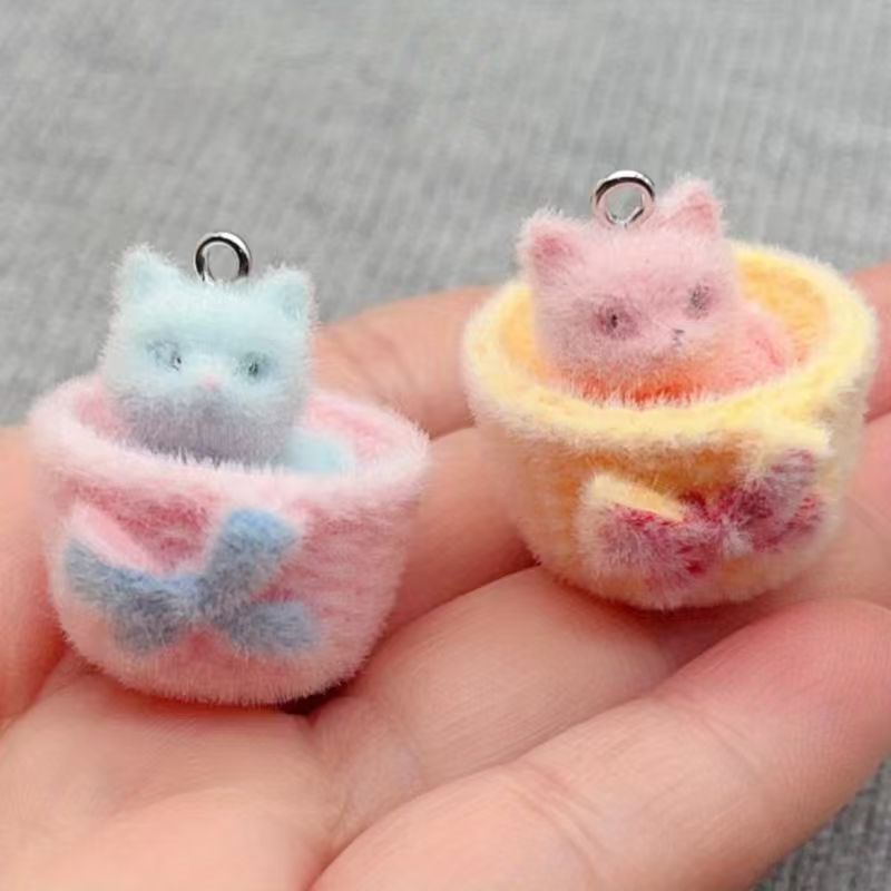 Jewelry Making Pendants - 4 stuks 3D pluche hars kattenhangers,