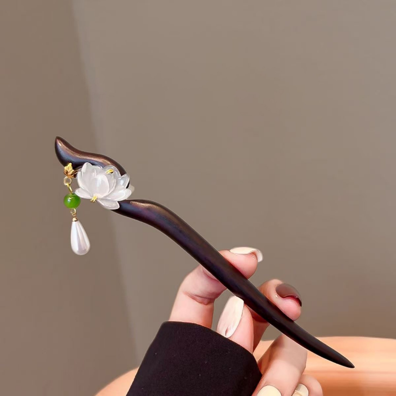 Jewelry Making For Adults - 1PC elegante lotushouten haarstok met kwastje,