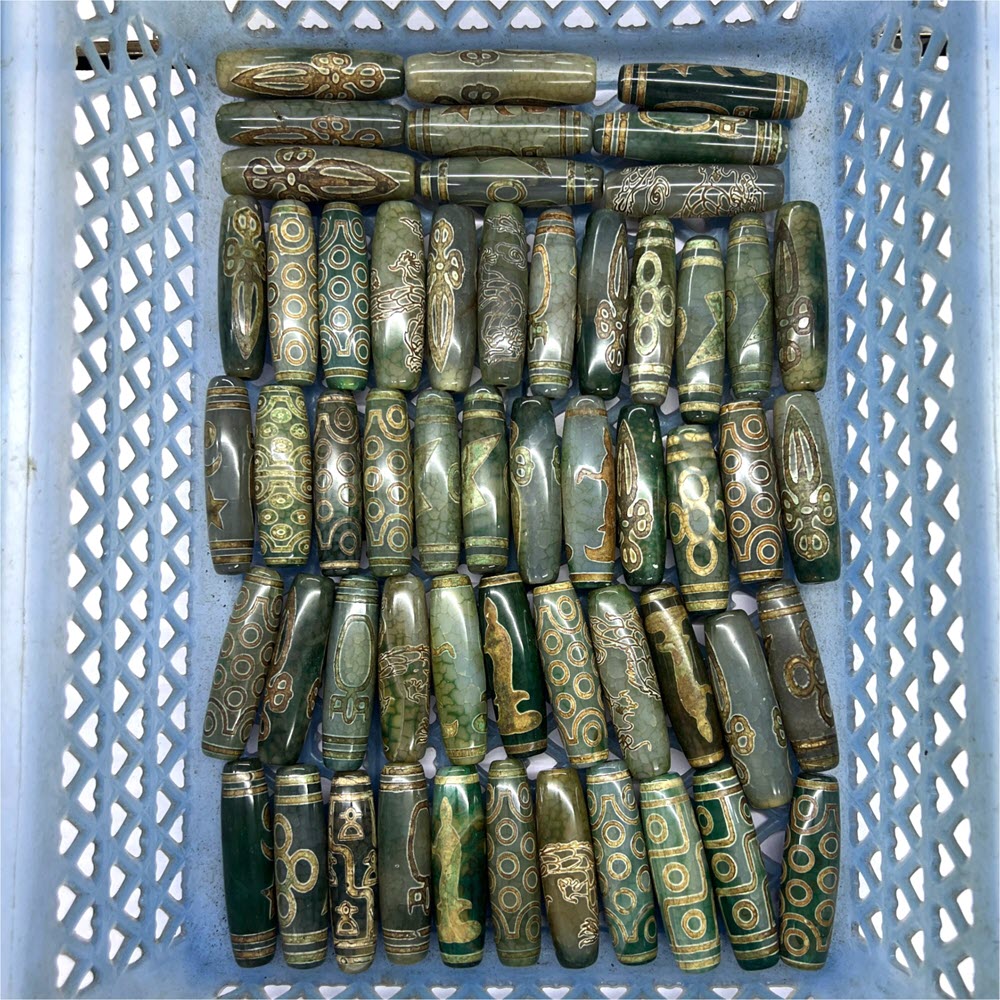 Jewelry Making Store - 60mm Groene Tibetaanse Dzi Kralen Oude