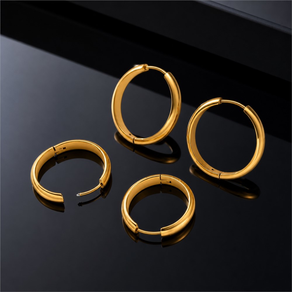 Jewelry Making Hoops - 4 stuks roestvrijstalen ronde oorringen, modieuze