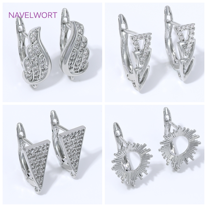 Jewelry Making Items - 18K vergulde oorhaakjes met ingelegde zirkoon,