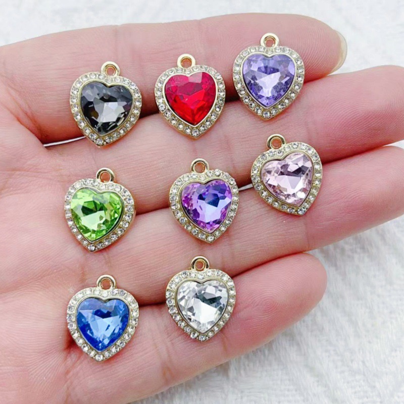 Jewelry Making Pendants - 10 stuks hartvormige ingelegde kleurrijke edelsteen