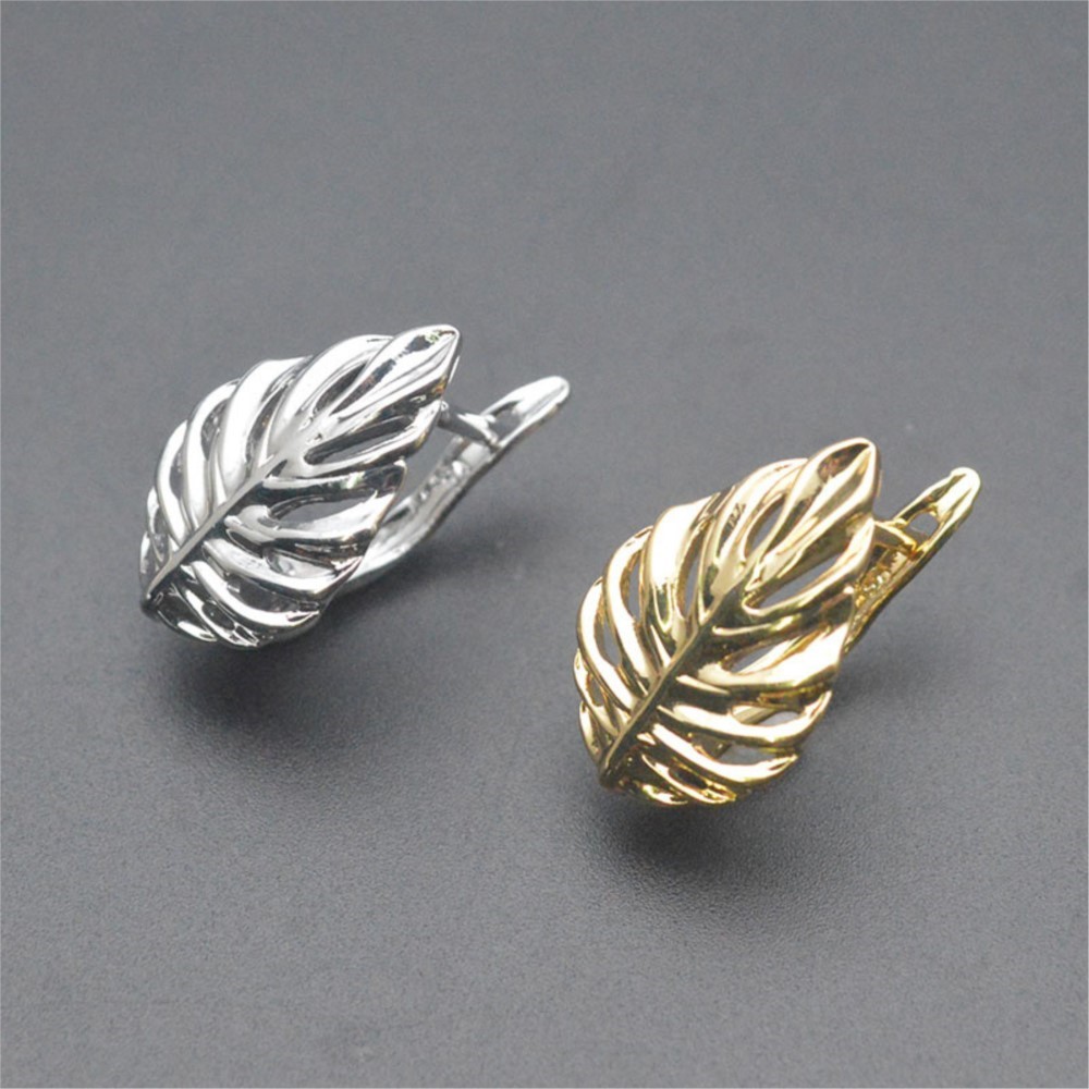 Jewelry Making Hoops - 1/2 Stuks 18K Verguld Messing Bladvormige
