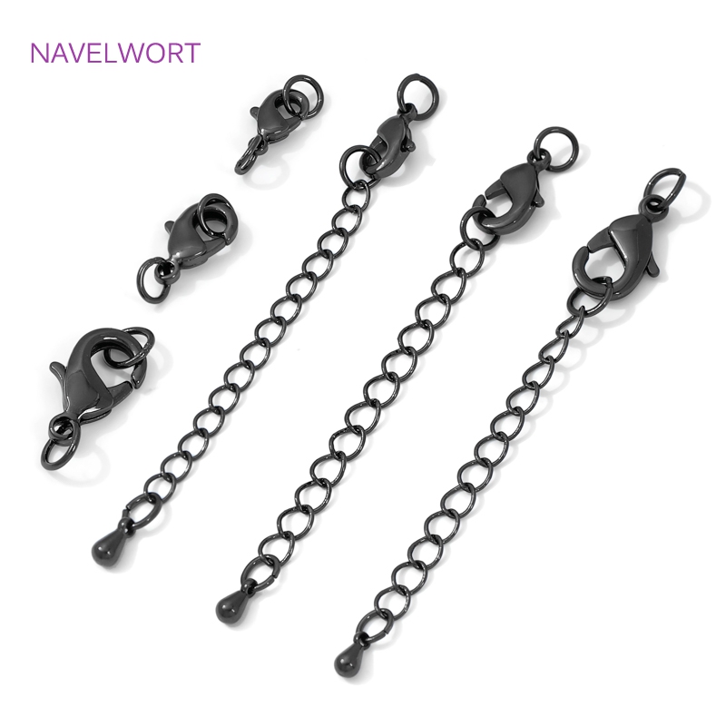 Jewelry Making Items - Zwarte kleur messing karabijnsluiting en verlengketting,